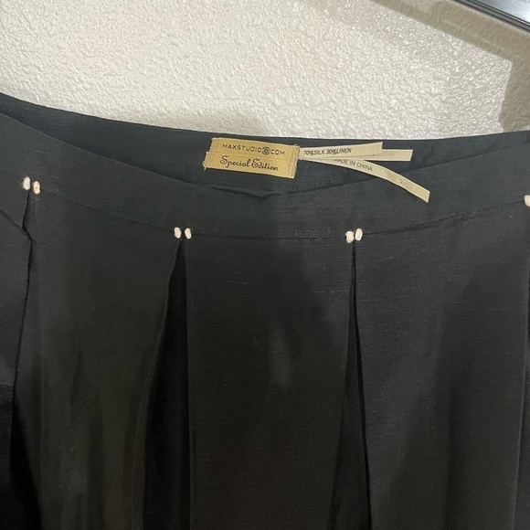 Black pleaded a line, max studio, special edition, silk linen blend skirt size 2 - Picture 4 of 5